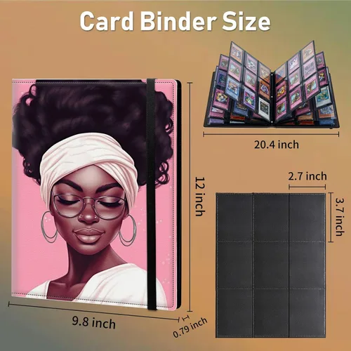Miniatura 2 de Carpeta para tarjetas de intercambio, 9 bolsillos para tarjetas intercambiables, 360 bolsillos de doble cara, funda para tarjetas de tamaño Mujeres