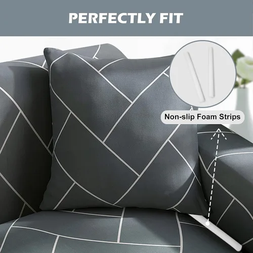 Miniatura 4 de HOTNIU Funda de sofá seccional de 2 piezas, funda elástica suave para sofá en forma de L, funda de sofá modular moderna con estampado para sala