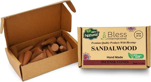 Miniatura 3 de Bless International Madera de sándalo 100% natural, conos de incienso hechos a mano, sumergidos a mano, orgánicos, sin productos químicos