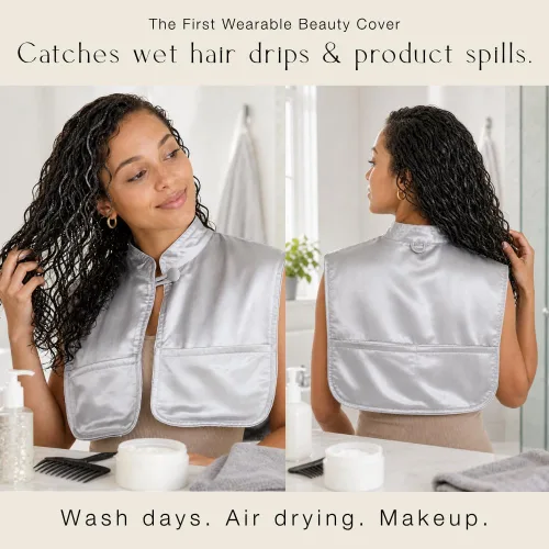Miniatura 2 de MONII Funda de belleza que se puede llevar puesta: se mantiene en su lugar para cabello mojado, día de lavado, secado al aire y maquillaje, cortina
