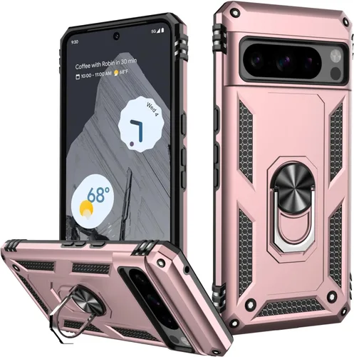 Miniatura 11 de LUMARKE Funda para Google Pixel 5 con protector de pantalla, pasa 16 pies, probada en caídas, grado militar, con soporte de anillo magnético, Rojo