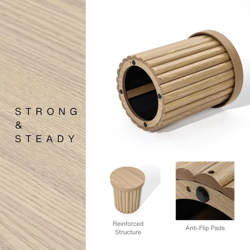 Miniatura 3 de LuxenHome Mesa auxiliar redonda, mesa auxiliar acanalada de 19 pulgadas de alto para espacios pequeños, mesa auxiliar pequeña moderna de mediados