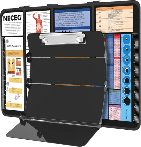 Miniatura 16 de Portapapeles de Enfermería Plegable - 4 Capas de Aluminio, Portapapeles Plegable para Enfermera, Edición Médica de Enfermería, Hojas de Referencia