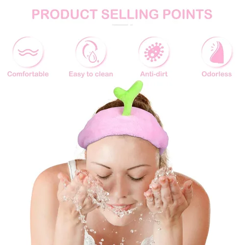Miniatura 2 de Lurrose 3 diademas elásticas de felpa Sprout para maquillaje, para ducha, lavado de cara, banda deportiva para el pelo para niñas y mujeres