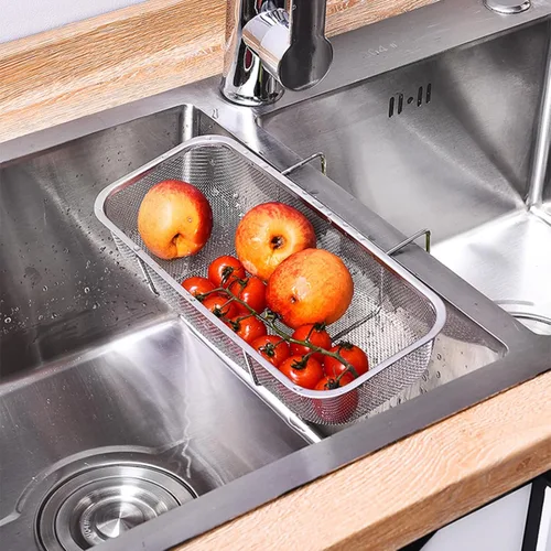 Miniatura 3 de Cesta de drenaje de fregadero de acero inoxidable, colador de esquina para fregadero de cocina, cesta de drenaje colador para filtro de residuos
