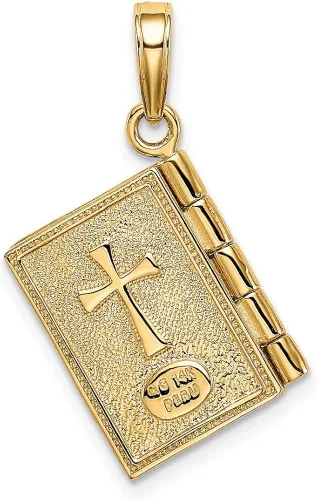Miniatura 4 de Colgante de libro de oración de serenidad de 14 quilates, 3 D, 0.984in, 0.433in, estilo C4424