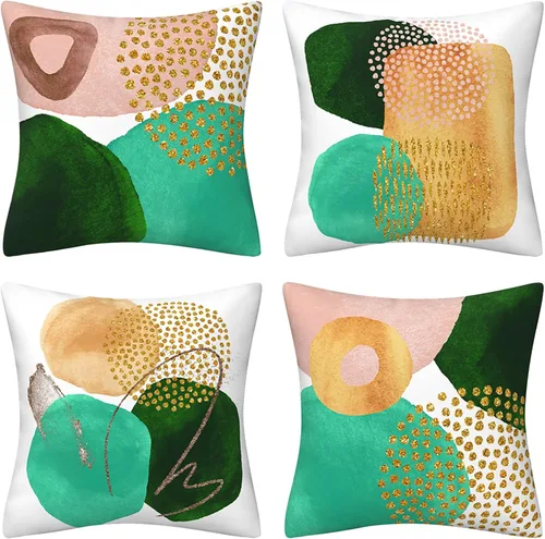 Drmstow - Juego de 4 fundas para cojín estilo bohemio y moderno de mediados de siglo de 18x18 pulgadas - Cojines geométricos coloridos para sofá,