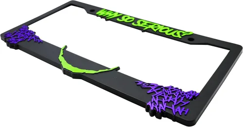 Miniatura 3 de ¿Por qué tan serio? para Joker - Marco de matrícula elevado 3D 1 paquete de cubierta para placa de automóvil Soporte universal para placa