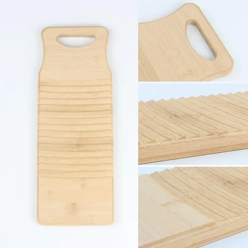 Miniatura 3 de Tabla de lavado de manos de bambú para lavar la ropa, tabla de limpieza para lavar las manos, tabla de fregar a la antigua, lavadora de manos