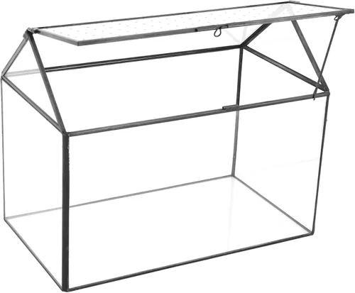 Miniatura 4 de NCYP Terrario de cristal con forma de casa con tapa acrílica, 10.2 x 5.9 x 8.2 pulgadas, caja de terrario geométrica grande de mesa para caracoles