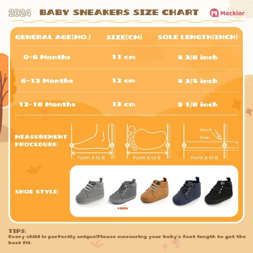 Miniatura 6 de Meckior Zapatos deportivos de tobillo para bebés y niñas pequeños, suela antideslizante suave, piel sintética, mocasines para bebés recién nacidos