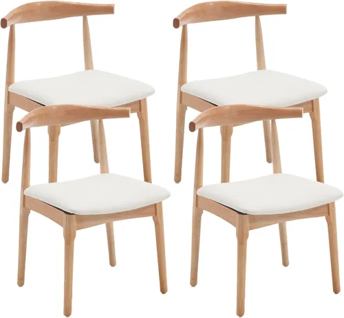 Miniatura 12 de VESCASA Juego de 2 sillas de comedor de mediados de siglo, sillas de comedor tapizadas de piel sintética, sillas de comedor de madera maciza