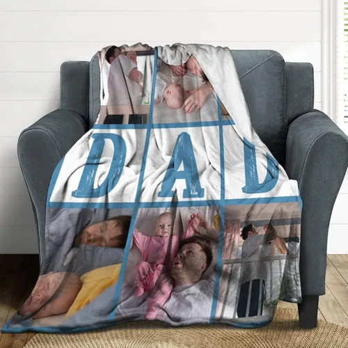Miniatura 4 de Artsadd Regalos para el Día del Padre, manta personalizada con fotos, regalos para papá de hija o hijo, manta con fotos personalizadas, regalos