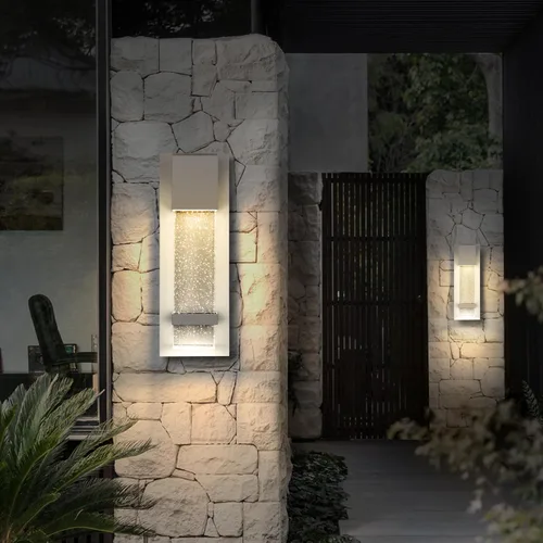 Miniatura 30 de ASD Lámpara de pared LED de vidrio burbuja de 24 pulgadas, aplique texturizado para exteriores e interiores 3CCT, impermeable, regulable, Negro