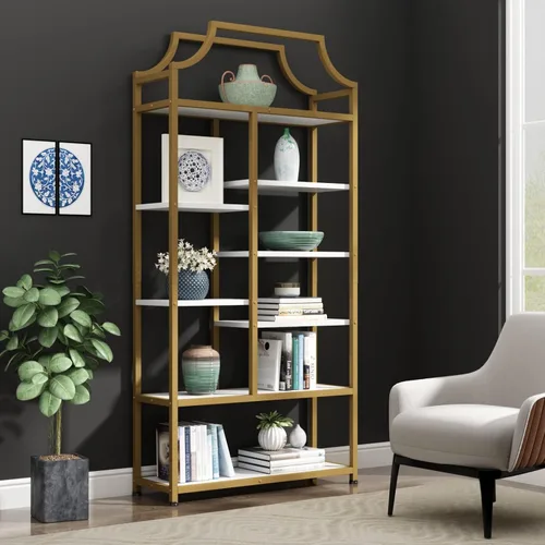 Miniatura 8 de Loomie estantería de 8 estantes abiertos, de 180 cm de alto x 80 cm de largo, Lux Etagere, estante de vidrio templado, estante alto