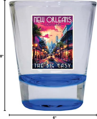 Miniatura 3 de New Orleans Louisiana Design B Souvenir - Vaso de chupito redondo de 1.5 onzas, color azul, paquete de 2
