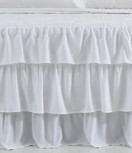 Miniatura 6 de CHIXIN Colcha con falda con volantes, tamaño Queen, caída de 30 pulgadas de largo, estilo Shabby Chic, funda de cama ligera, juego de 3 piezas, 3