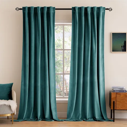 Miniatura 42 de MIULEE Cortinas de terciopelo de 84 pulgadas de largo, juego de 2 paneles para dormitorio, con pestaña trasera plisada, de lujo, aislamiento