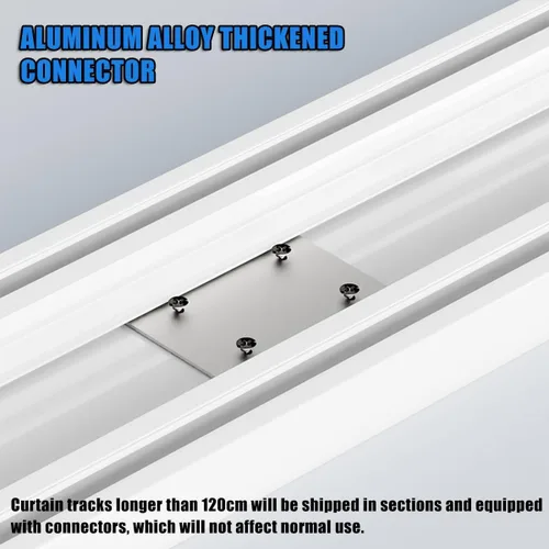 Miniatura 5 de Silent Heavy Duty Curtain Track System - 15.4FT Ceiling Mounted Double Rail for Home, Office, Hotel, RV, School & Garage - White, Smooth Gliding
