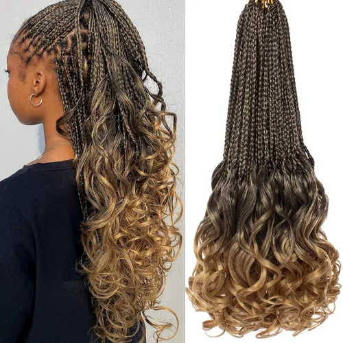 Miniatura 18 de COOKOO 10 pulgadas, 9 paquetes (135 hebras), trenzas de ganchillo rizadas francesas negras, trenzas de ganchillo negras con extremos ondulados