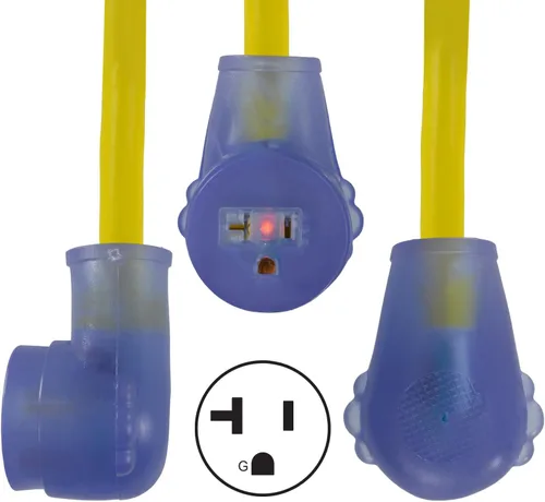 Miniatura 3 de Conntek 14340 Adaptador de Cable RV de 30 Amperios a 15/20 Amperios, Amarillo y Azul
