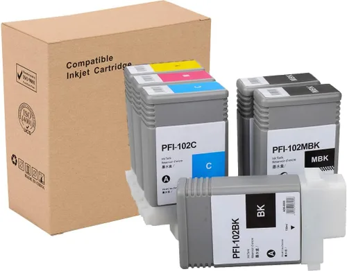 Miniatura 3 de INK+ Cartucho de repuesto para Canon PFI-102 ImagePrograf iPF500 510 600 605 610 650 655 700 710 720 750 755 760 765 130ML (2MBK, BK, C, M, Y)