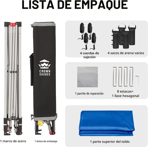 Miniatura 6 de CROWN SHADES Toldo desplegable de 8 x 8 pulgadas, tienda de campaña de playa con instalación CenterLok de un empuje, parasol fácil para exteriores