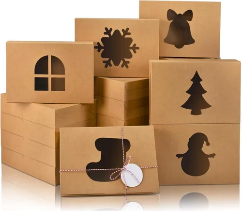 Miniatura 14 de COTOPHER 18 piezas de cajas para galletas de Navidad con ventana, 4 x 4 x 2.5 pulgadas, cajas de panadería blancas para regalos, mini cajas
