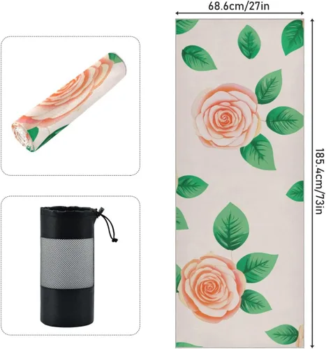 Miniatura 3 de Flower Yoga Towel 73 x 27 Inch Absorbent Non-Slip Yoga Mat Towel for Gym Pilates Hot Workouts