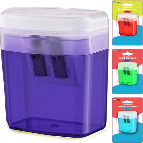 Miniatura 11 de Sacapuntas manual de doble agujero, color rosa, sacapuntas de lápices jumbo con tapa y contenedor, sacapuntas de mano para lápices grandes