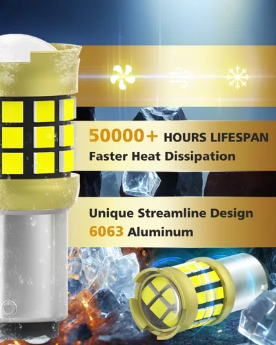 Miniatura 94 de 1156 Bombillas LED Ámbar Amarilla Luz de Señal de Giro 400% de Brillo 1141 1003 7506 Bombillas LED P21W Usadas para Luces Intermitentes Luz Trasera