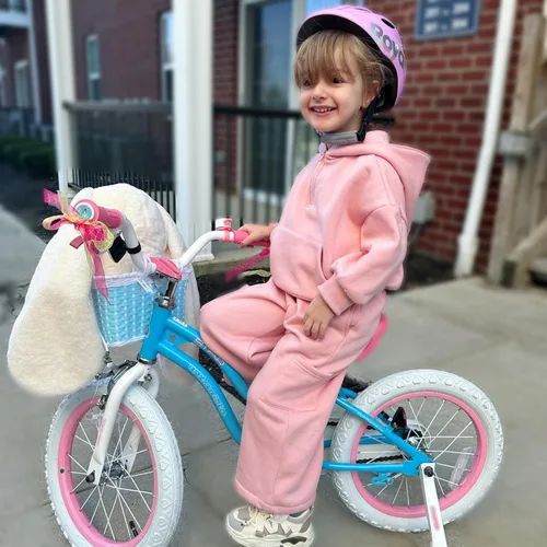Miniatura 10 de RoyalBaby Stargirl - Bicicleta infantil de 14 pulgadas para niñas con ruedas de entrenamiento y canasta, color azul [4] Azul cielo