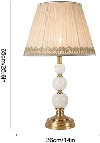 Miniatura 2 de Lámpara de noche de 25.6 pulgadas con base de metal y pantalla de seda, lámpara de escritorio de mármol para sala de estar y dormitorio, fácil