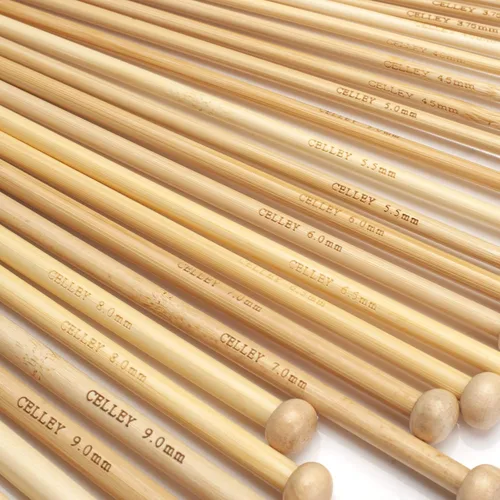 Miniatura 4 de Juego de agujas de tejer de bambú, 18 pares de agujas de tejer de madera de 14 pulgadas de largo para principiantes, tamaño de EE. UU. 0-15 Blanco