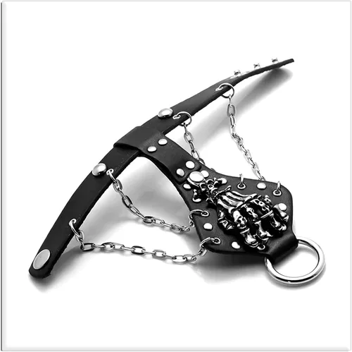 Miniatura 2 de Xusamss Punk Rock Alloy Skull Hand Rivet Chain Cuff Bracelet,7"-8