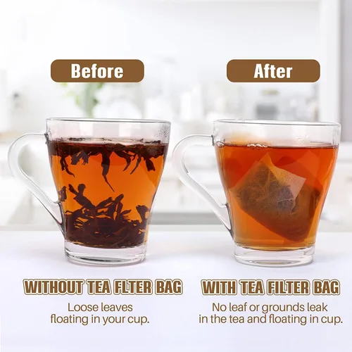 Miniatura 3 de Paquete de 100 bolsas de filtro de té desechables para té de hojas sueltas, material de tela no tejida de grado alimenticio, bolsas infusoras de té