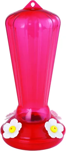 More Birds - Comedero para colibríes, comedero de plástico para colibríes, rojo, 4 estaciones de alimentación, capacidad de néctar de 25 onzas,