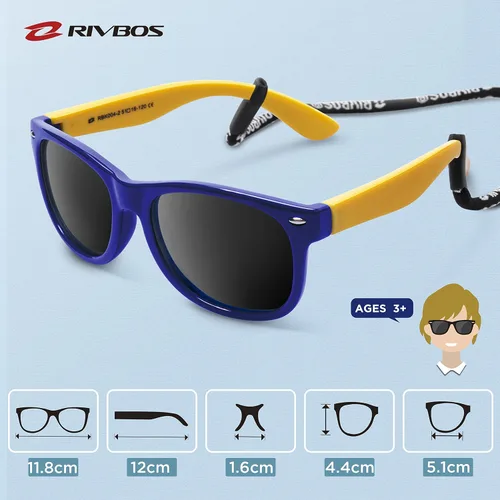 Miniatura 5 de Lentes de sol de goma Rivbos RBK004, flexibles, para niños lentes para bebés y niños de 3-10 (vidrio espejado disponible).