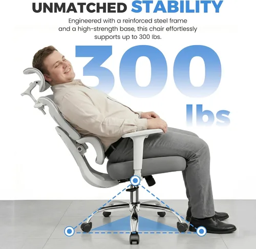 Miniatura 8 de Silla de oficina, silla de escritorio ergonómica de oficina con soporte lumbar, respaldo de malla transpirable y cojín de asiento grueso, sillas