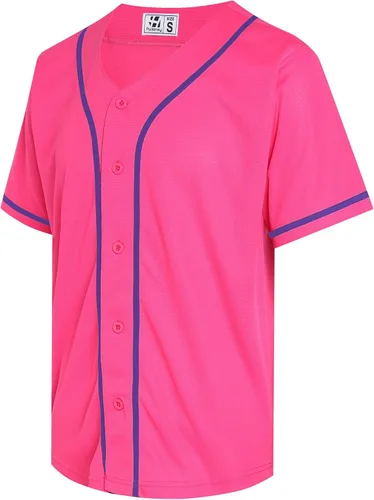 Miniatura 34 de Pullonsy Camiseta de béisbol en blanco para hombres y mujeres, camisas de manga corta con botones completos, hip hop, hipster, uniformes deportivos