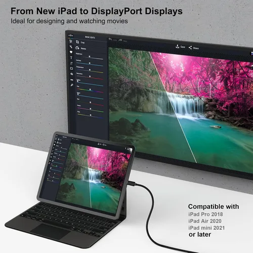 Miniatura 4 de BENFEI Cable USB C a DisplayPort de 3 pies (8K a 60Hz 4K a 144 Hz), adaptador USB tipo C a DP [compatible con Thunderbolt 3/4] con iPhone 15
