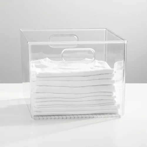 Miniatura 2 de mDesign Contenedor grande de plástico organizador de almacenamiento, organización de armario para pasillo, dormitorio, ropa de cama, abrigo