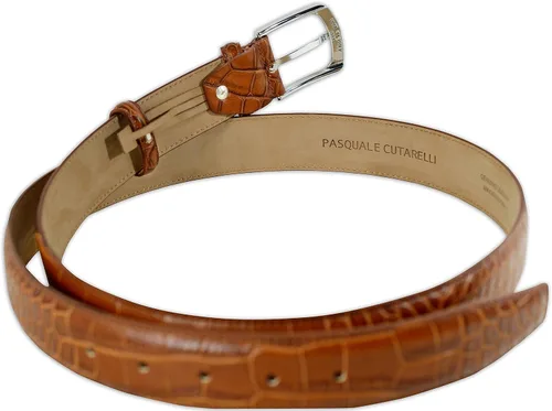 Miniatura 4 de Cinturón de cuero italiano con patrón de cocodrilo para hombre
