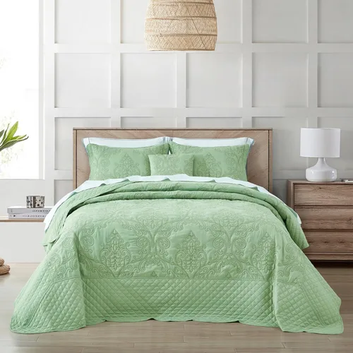 Miniatura 26 de CHIXIN Juego de colcha extragrande tamaño King – Funda de cama ligera – Hermosas costuras – Colcha reversible de 5 piezas – Patrón de paisley