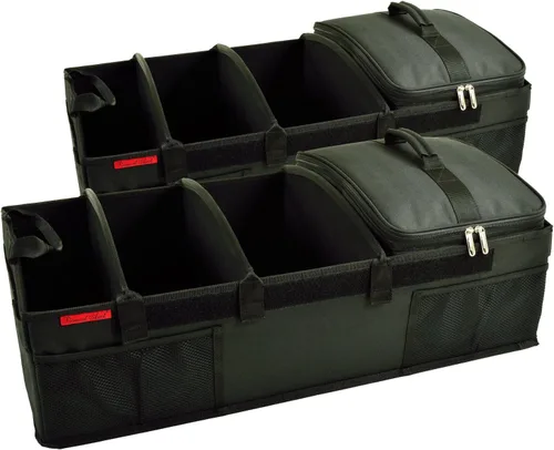 Picnic at Ascot - Organizador de maletero resistente - Base rígida antideslizante -Capacidad de 70 libras - 30" x 15" - Negro - Paquete de 2
