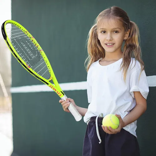 Miniatura 6 de Raqueta de tenis para niños y jóvenes, raqueta de tenis juvenil de 19/21/23/25 pulgadas con cubierta, adecuada para principiantes niños y niñas de 3