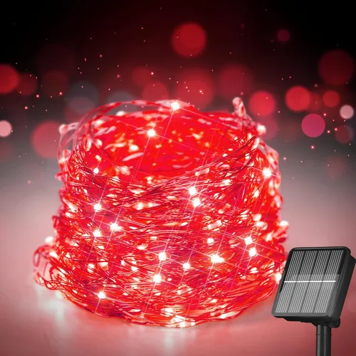 Miniatura 11 de Selarlyt Guirnalda de 200 luces LED solares de 72 pies para exteriores, luces de hadas solares para exteriores, impermeables, con 8 modos, luz