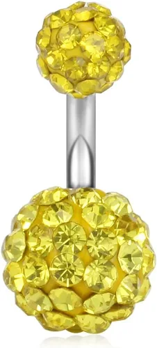 Miniatura 24 de Ruifan 14G 0.236 in 1/4 pulgadas 316L Acero quirúrgico cristal ferido CZ corto ombligo aretes de ombligo anillos de botón 4-6 piezas