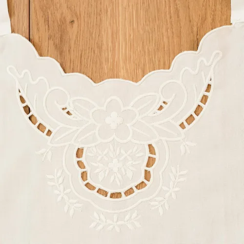 Miniatura 6 de Minhcraft Delantal de algodón blanco con bordado de flores hermosas volantes de longitud completa babero delantal de las mujeres, Blanco