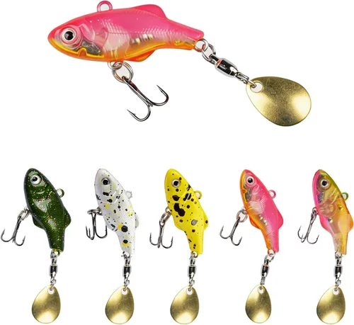Miniatura 14 de Señuelos de hoja de metal VIB, señuelos de pesca duros con cuchilla, señuelos de pala giratoria, cucharas de fundición largas para lubina